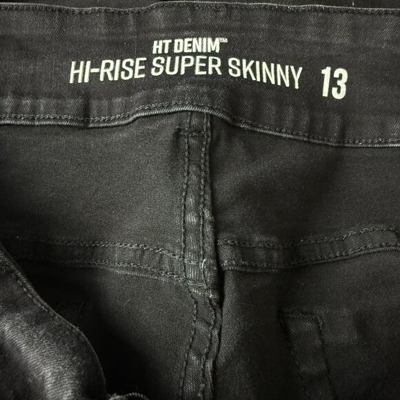 Hot Topic Black Skinny Jeans Sz 13 Zippers Patches Straps D-Rings Punk Emo Goth - Picture 5 of 10